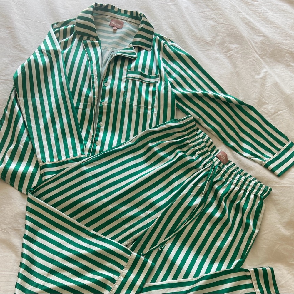 Green Striped Women’s Pajama Set